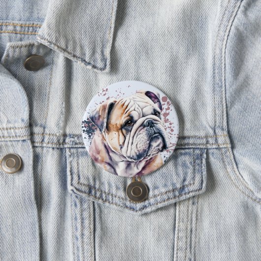 Watercolor Bulldog Button (Beispiel)