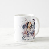 Watercolor Bulldog Kaffeetasse (VorderseiteRechts)