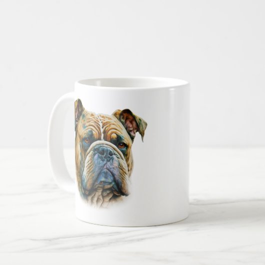 Watercolor Bulldog Kaffeetasse (Vorderseite Links)