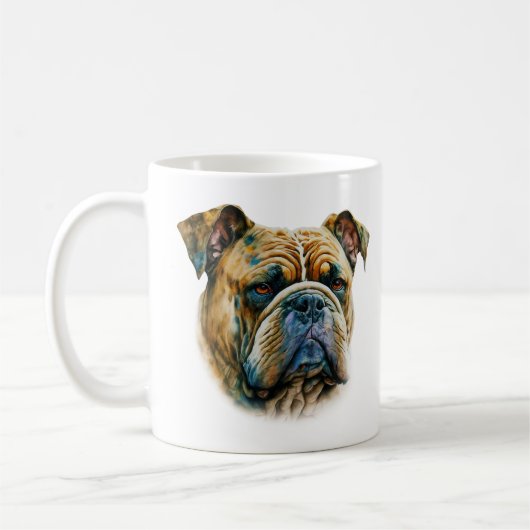 Watercolor Bulldog Kaffeetasse (Links)