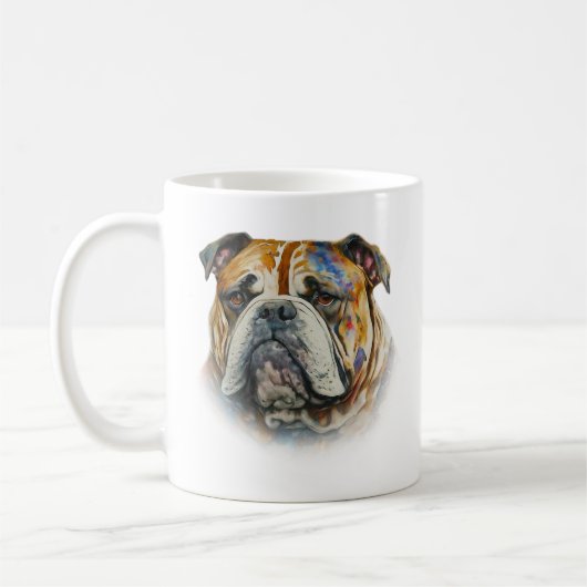 Watercolor Bulldog Kaffeetasse (Links)