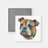 Watercolor Bulldog Magnet (Vorderseite/Rückseite)