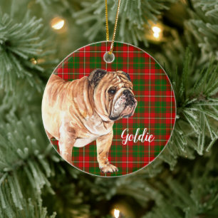 Watercolor Bulldog Personalisiert Keramik Ornament