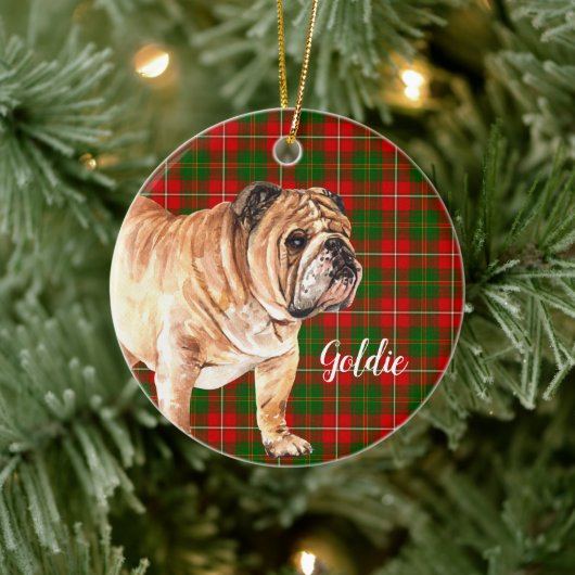 Watercolor Bulldog Personalisiert Keramik Ornament (Baum)