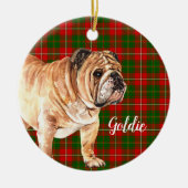 Watercolor Bulldog Personalisiert Keramik Ornament (Vorne)