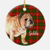 Watercolor Bulldog Personalisiert Keramik Ornament (Hinten)