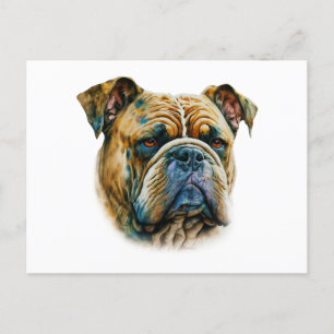 Watercolor Bulldog Postkarte