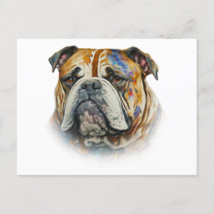 Watercolor Bulldog Postkarte