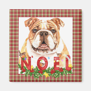 Watercolor Bulldog Weihnachten Weihnachten Magnet