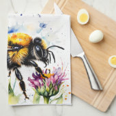 Watercolor Bumble Bee Honey Apiarist Kitchen Towel Geschirrtuch (Viertel Falte)