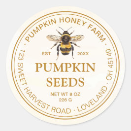 Watercolor Bumblebee Circle Framed Pumpkin Product Runder Aufkleber