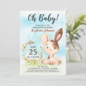 Watercolor Bunny Baby Shower Farm Einladung (Stehend Vorderseite)