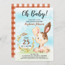 Watercolor Bunny Baby Shower Farm Einladung