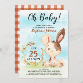 Watercolor Bunny Baby Shower Farm Einladung