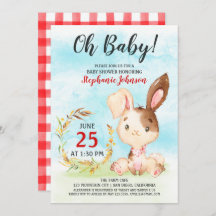 Watercolor Bunny Baby Shower Farm Einladung