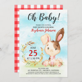 Watercolor Bunny Baby Shower Farm Einladung
