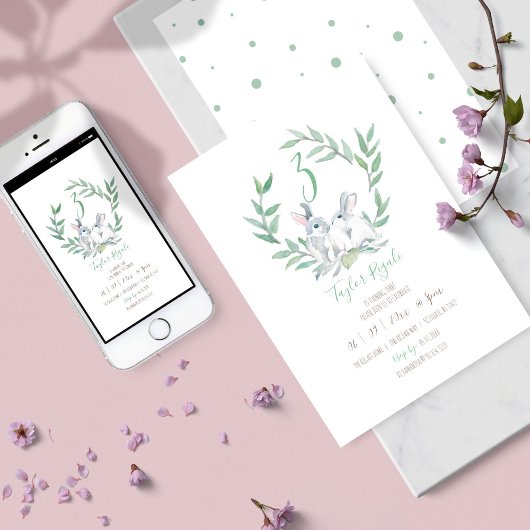 Watercolor Bunny Birthday Einladungen online