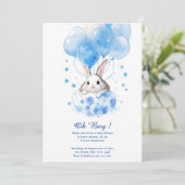 Watercolor Bunny Boy Baby Dusche Einladung (Stehend Vorderseite)