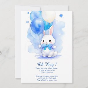 Watercolor Bunny Boy Baby Dusche Einladung