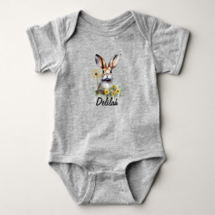 Watercolor Bunny Dandelion Baby Jersey Bodysuit Strampler