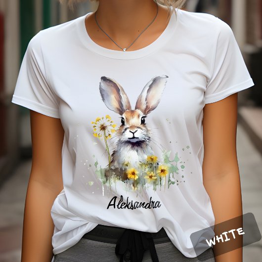 Watercolor Bunny Dandelion Personalisiert Tshirt
