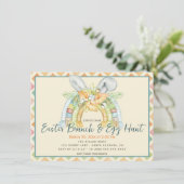 Watercolor Bunny Ears Boho Rainbow Osterfest Brunc Einladung (Stehend Vorderseite)