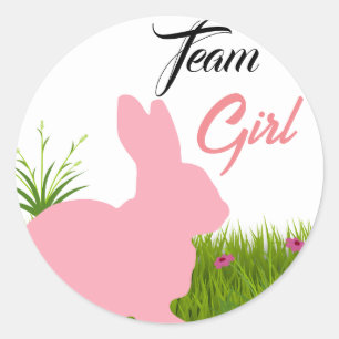 Watercolor Bunny Easter Team Girl Gender Runder Aufkleber