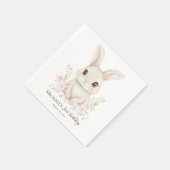 Watercolor Bunny First Birthday Party Tableware Serviette (Ecke)