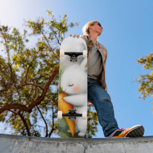 Watercolor Bunny Happy Harvest Skateboard