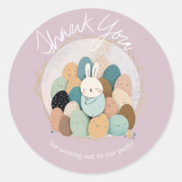 Watercolor Bunny Oaster Danke, dass ihr Baby Dusch Runder Aufkleber