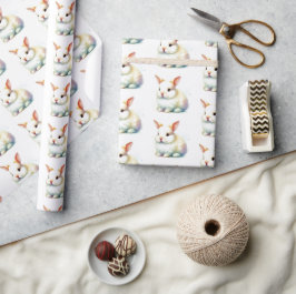 Watercolor Bunny Oaster Wrapping Paper Geschenkpapier