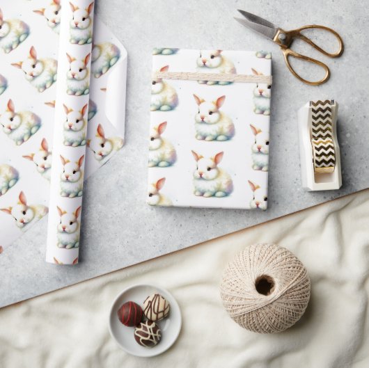 Watercolor Bunny Oaster Wrapping Paper Geschenkpapier (Kunsthandwerk)