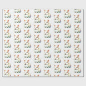 Watercolor Bunny Oaster Wrapping Paper Geschenkpapier (Flach)