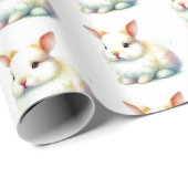 Watercolor Bunny Oaster Wrapping Paper Geschenkpapier (Rolleneckpunkt)