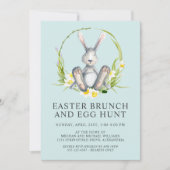Watercolor Bunny Oster Brunch Ei Hunt Einladung (Vorderseite)