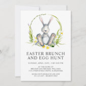 Watercolor Bunny Oster Brunch Ei Hunt Einladung (Vorderseite)