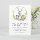 Watercolor Bunny Oster Brunch Ei Hunt Einladung (Stehend Vorderseite)