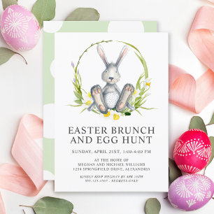 Watercolor Bunny Oster Brunch Ei Hunt Einladung