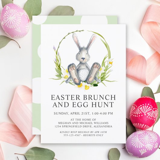 Watercolor Bunny Oster Brunch Ei Hunt Einladung