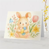 Watercolor Bunny Oster Karte (Gelbe Blume)