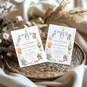 Watercolor Bunny Peter Rabbit Friends Baby Shower  Einladung