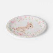 Watercolor Bunny Rabbit Floral Wreath Baby Shower Pappteller (Schrägansicht)