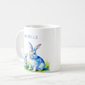 Watercolor Bunny Rabbit Oster Kaffeetasse (Vorderseite Links)