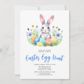 Watercolor Bunny Rabbit Ostereier Jagd Einladung (Vorderseite)