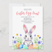 Watercolor Bunny Rabbit Ostereier Jagd Einladung (Vorderseite)