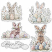 Watercolor Bunny Rabbit Osterfrühling Aufkleber (Vorderseite)