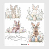 Watercolor Bunny Rabbit Osterfrühling Aufkleber (Blatt)