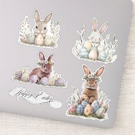 Watercolor Bunny Rabbit Osterfrühling Aufkleber
