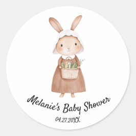 Watercolor Bunny Veggie Basket Garden Baby Dusche Runder Aufkleber