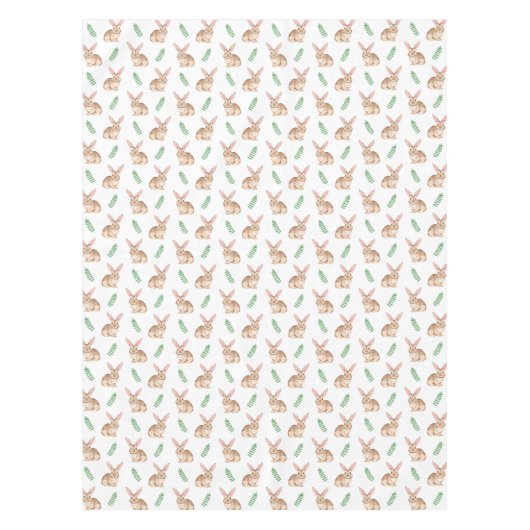 Watercolor Bunny With Greenery Easter Pattern Tischdecke (Vorderseite)